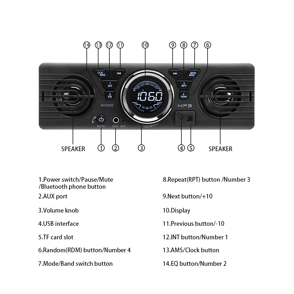 Onever 1 Din Bluetooth автомобильный Радио плеер стерео аудио MP3 Hands free FM модулятор