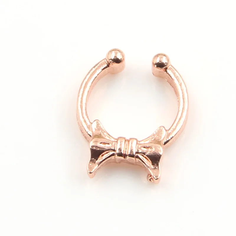 Высокое Качество 3 Цвета Довольно Лук Поддельные Кольца в Носу и Шпильки