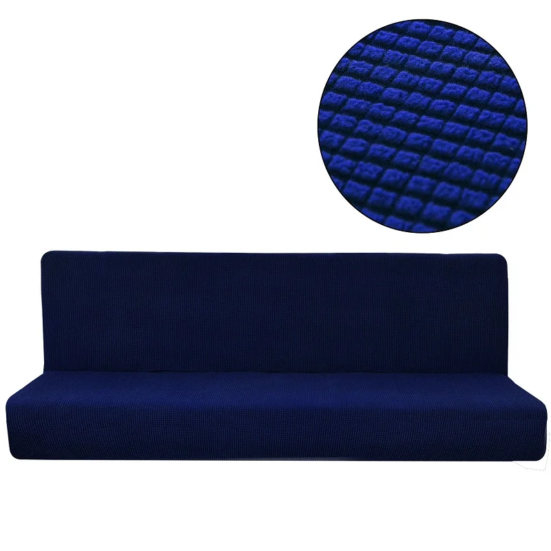 Navy blue Высокое качество вязание решетки Твердые эластичные диван Чехол Диван Slipcover складной все включено чехол для дивана без подлокотника диван - Цвет: Navy blue