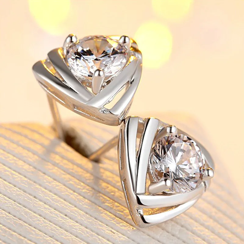

XIYANIKE Silver Color AAA CZ Zircon Triangle Silver Earrings For Women Earrings Sterling-silver-jewelry Brincos VES6406