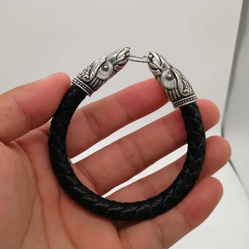 Viking Raven кожаный браслет языческий браслет мужские ювелирные изделия браслет друг подарок манжета