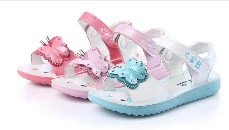 Детские сандалии для девочек модная летняя обувь на плоской подошве с бантом
