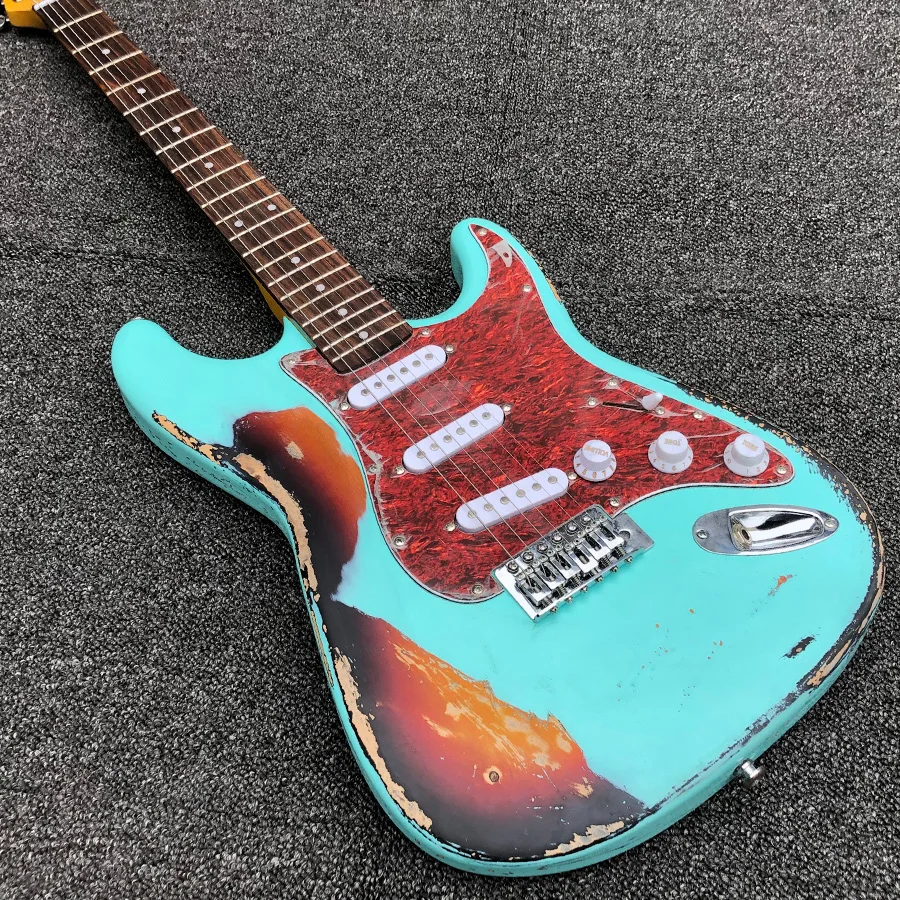 Реликвия sunburst tophus зеленый sss strtocaster электрогитара бесплатная доставка гитары