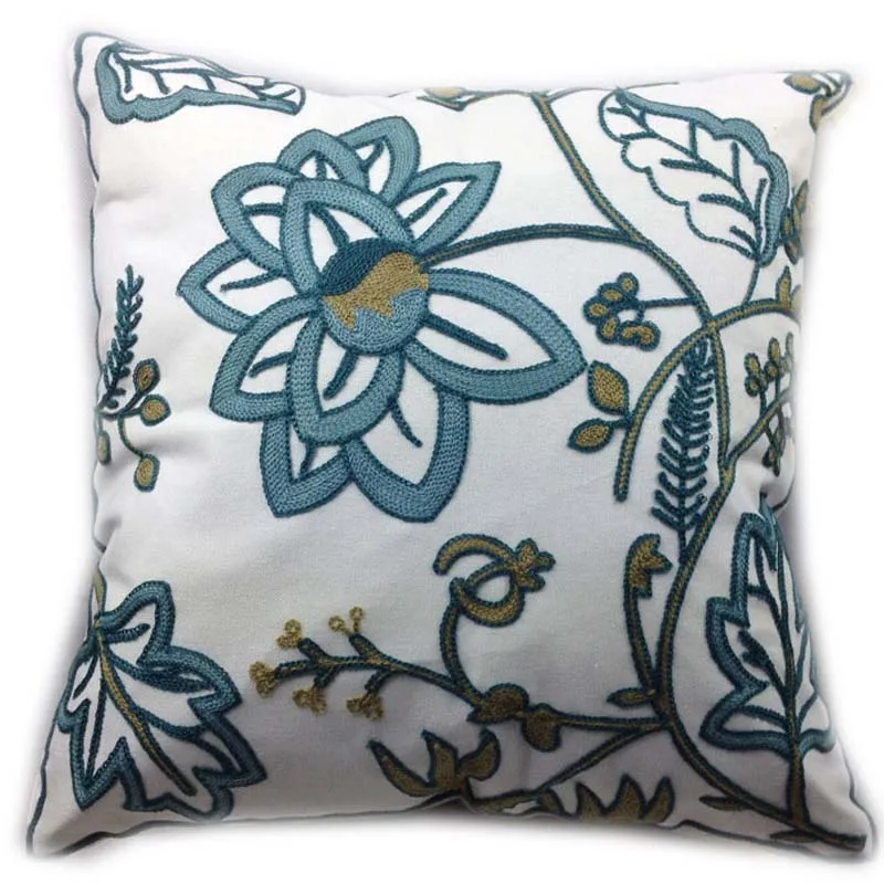 Декоративные Хлопок Холст Crewel Вышивка Чехол для подушки прекрасные весенние