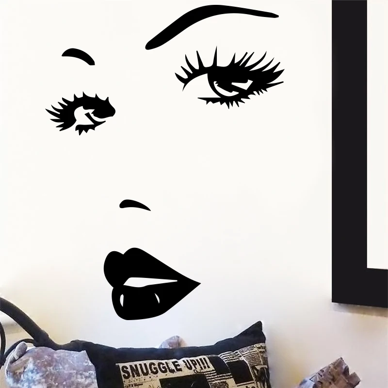Сексуальные виниловые наклейки для салона красоты лица губ настенные девочек