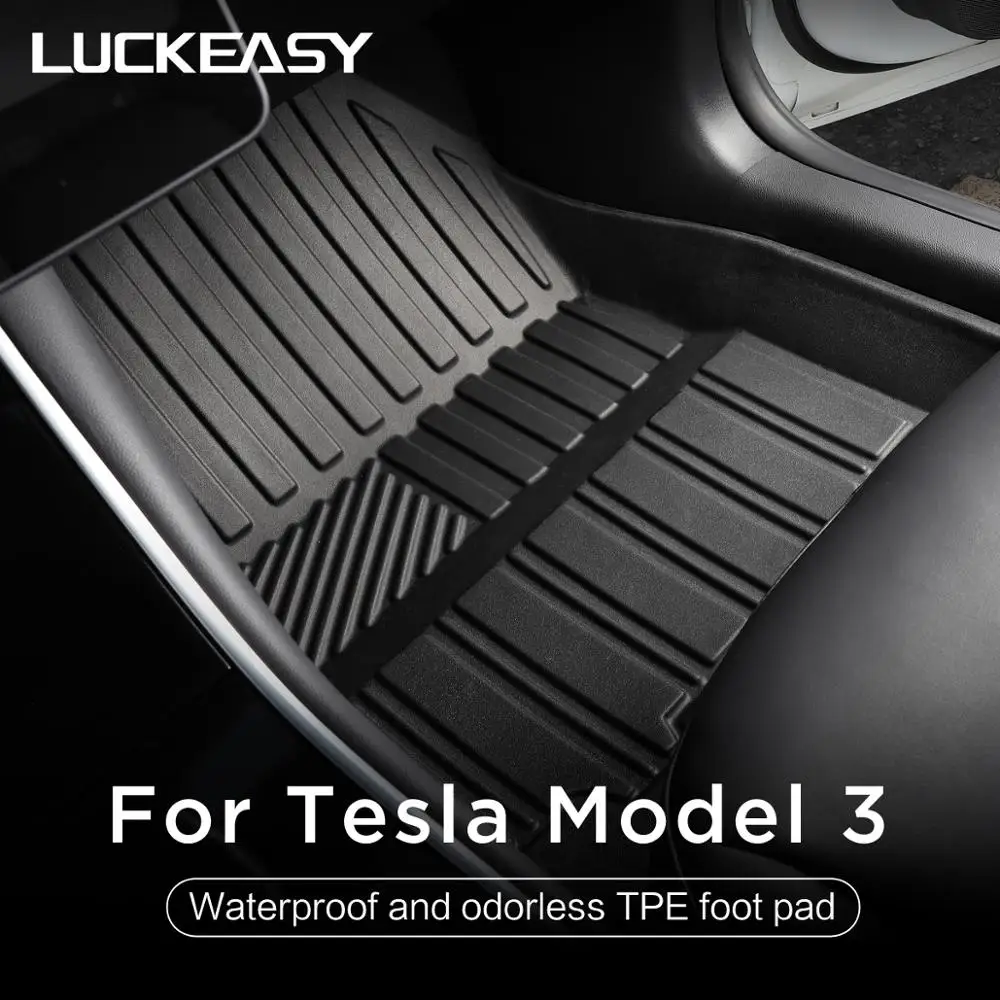 LUCKEASY TPE универсальные коврики для Tesla модель 3 всепогодные водонепроницаемые и носимые