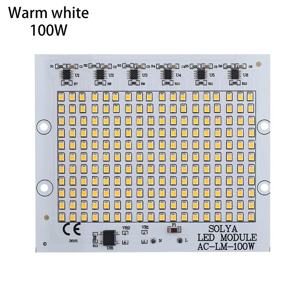 100W warm white 1 шт. светодиодный лампы SMD2835 чип бусины умная ИС(интеграционная схема) 220V Вход мощностью 10 Вт, 20 Вт, 30 Вт, 50 Вт 100 вт DIY для приготовления пищи на воздухе прожектор холодный белый/теплый белый/белый - Испускаемый цвет: 100W warm white