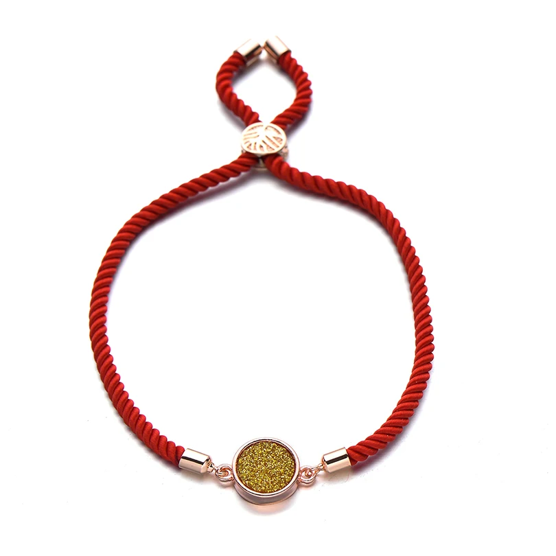 gold rose gold Pipitree уникальные Разноцветные 12 мм круглые красивые браслеты с камнем для женщин и мужчин Медный регулируемый браслет из Красной Нити ювелирные изделия на вечерние - Окраска металла: gold rose gold