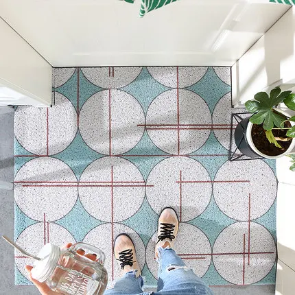 I-rectangle Коврик для прихожей в скандинавском стиле, коврик из ПВХ с проволочной петлей, коврик для двери с геометрическим растением и цветком, коврик для гостиной и ванной комнаты, нескользящий коврик - Цвет: I-rectangle
