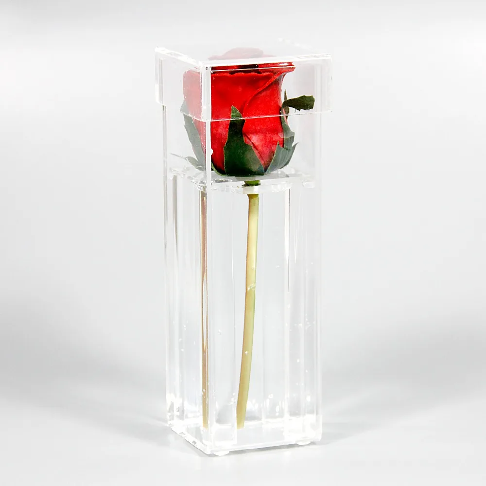 New Year Christmas Valentine's Day Gift Acrylic Flower Box Rose Make Up Storage Case Clear Holy Gift 1 Grid Without Flowers