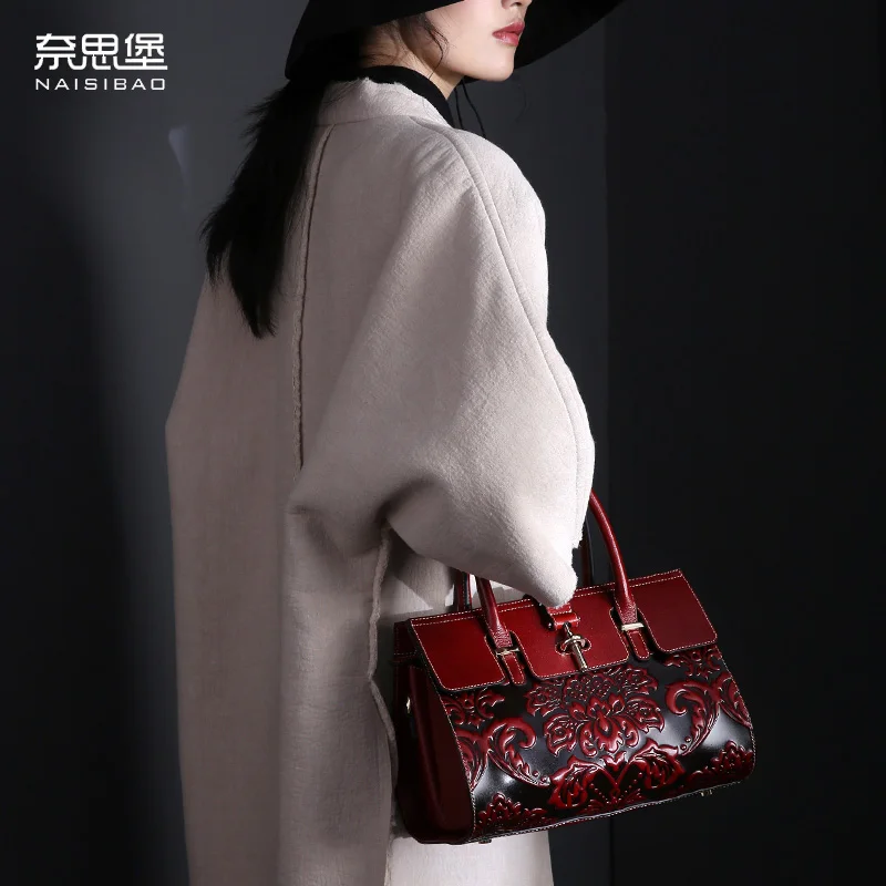 High-quality Genuine Leather Vintage women handbag Chinese style name brand fashion pattern Shoulder Messenger Bag Free Shipping | Багаж и