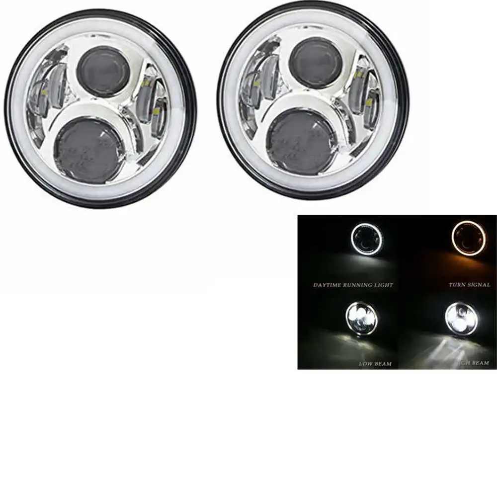 50w Halo light Silve Пара ходовых огней 40 Вт 80 Вт 75 Вт Автомобильные светодиодные H4 7 дюймов автомобильные аксессуары ангельские глазки H4 светодиодные фары для Лада Нива 4X4 УАЗ Хантер JK TJ - Цвет: 50w Halo light Silve