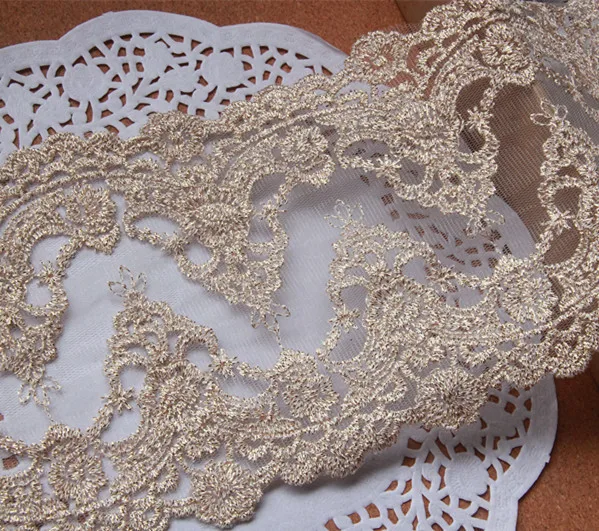 

5yards/lot Gold Embroidery Lace Trim,Sewing Fabric DIY Garment Accessories Gold Mesh Lace