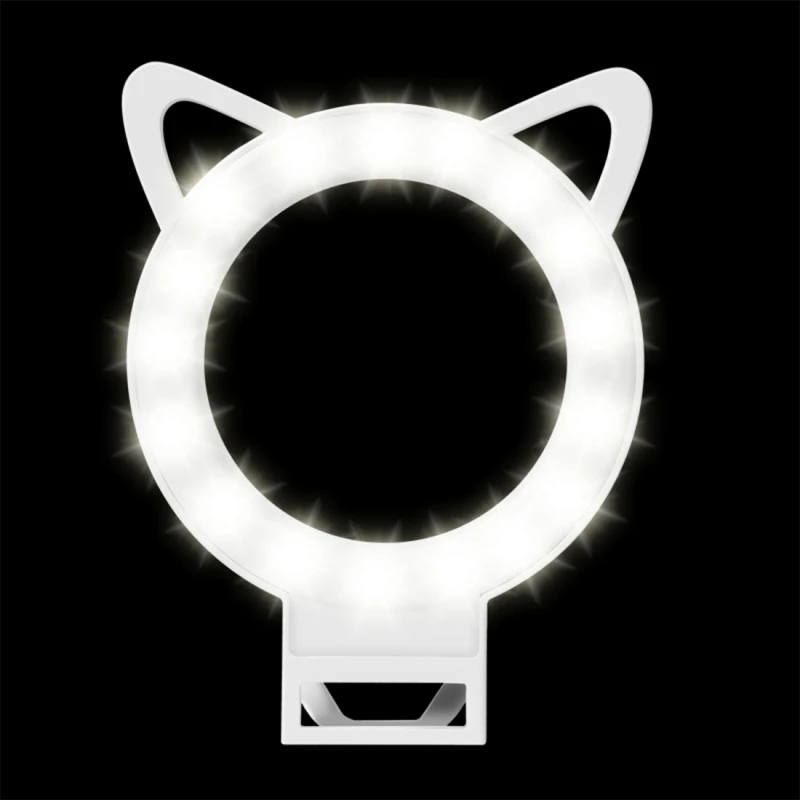 Белый PULUZ светодиодный селфи легкий телефон якорь в прямом эфире милые артефакт кошачьи уши Форма 3 уровня Яркость Красота 36 светодиодный s заполняющий свет - Цвет: Белый