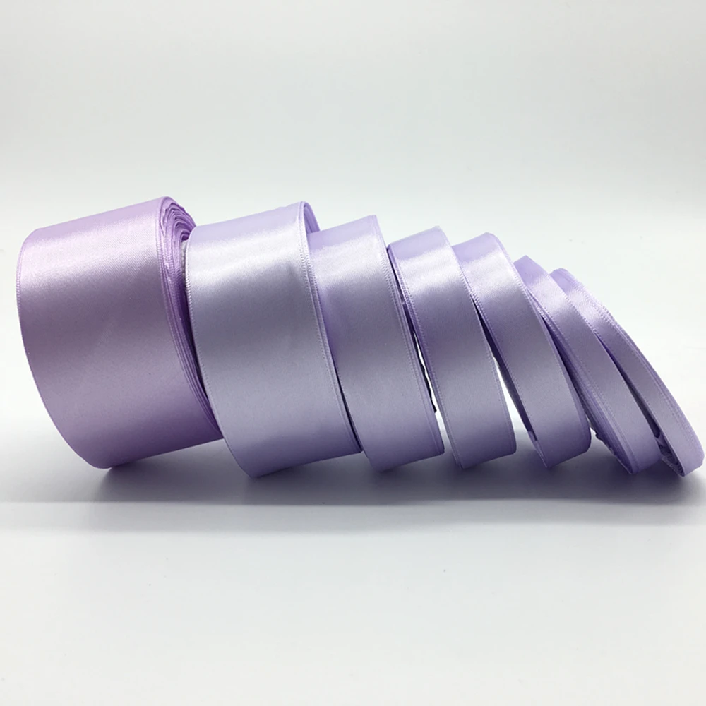 Light purple 6 мм-50 мм(1 рулон 25 ярдов) Шелковая атласная лента для свадебной вечеринки Рождественское украшение пригласительная открытка Подарочная Упаковка - Цвет: Light purple