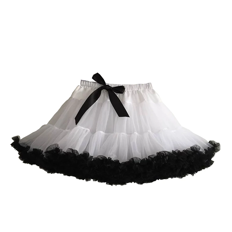 white black Несколько цветов пышные шифоновые мини-юбки в Для женщин юбка-американка, юбка-пачка для малышей юбки для девочек юбка принцессы Одежда для танцев вечерние одежда Нижняя юбка в стиле "Лолита" - Цвет: white black