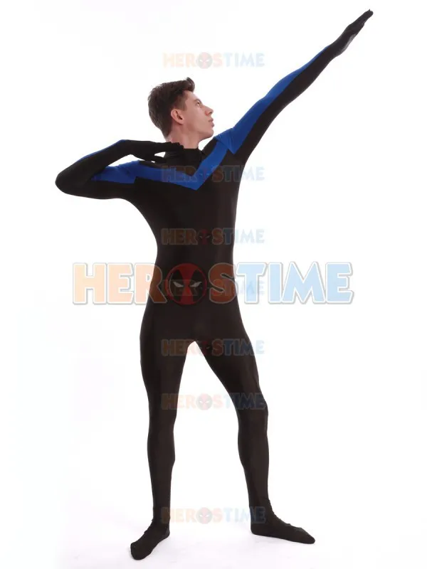 Синий и черный костюм супергероя из спандекса для взрослых костюмы косплея на
