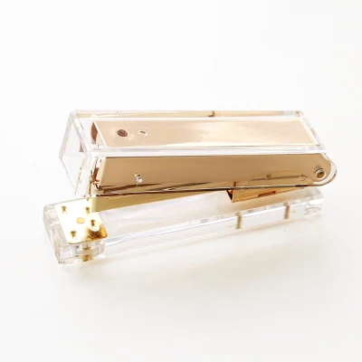 gold stapler Роскошный ручной степлер из розового золота и золота, модный металлический акриловый степлер, 24/6 26/6, включает в себя 1000 скоб, gradora papelaria - Цвет: gold stapler