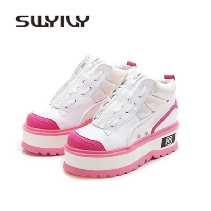 SWYIVY/женские кроссовки на толстой платформе; коллекция года; сезон осень-зима; удобная женская повседневная обувь на молнии; красивые женские кроссовки
