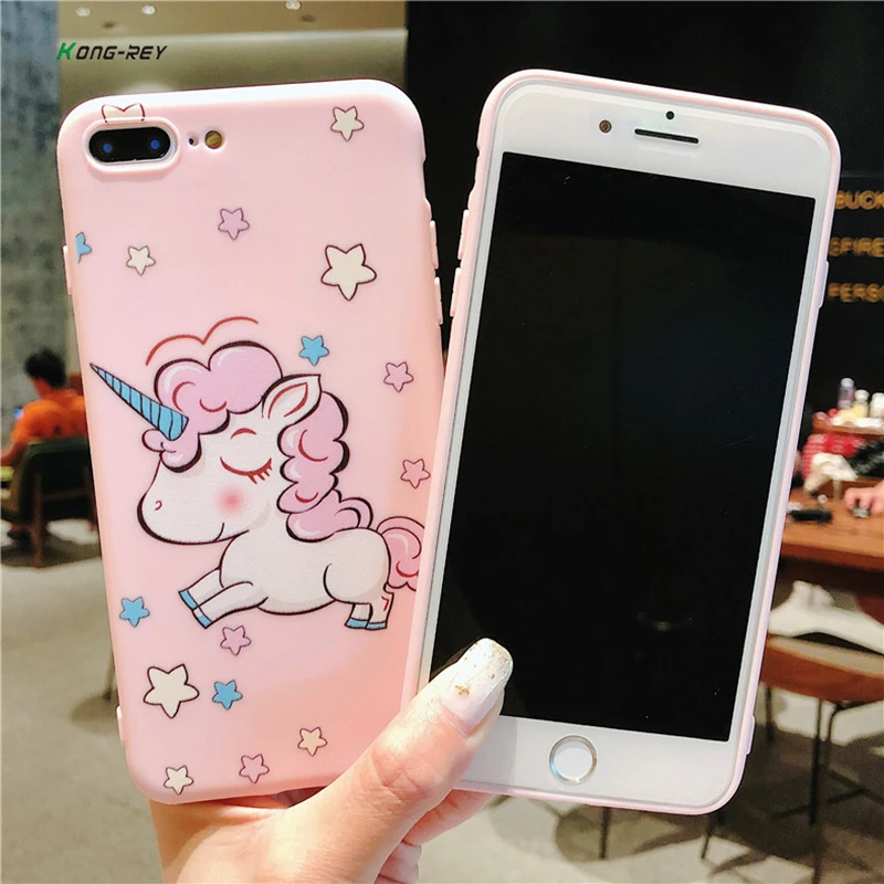 Силиконовый чехол KONGREY для iPhone 7 Plus 6 6s XR мягкий из ТПУ с мультяшным единорогом
