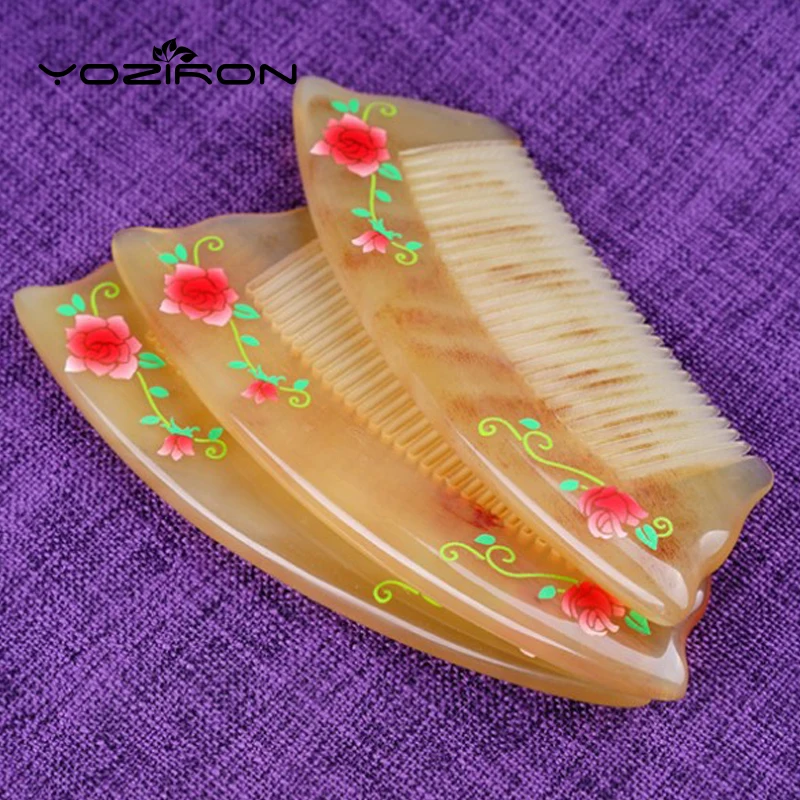 YOZIRON ручной работы: бараний рог гребень Роза лак искусство медицинской помощи с