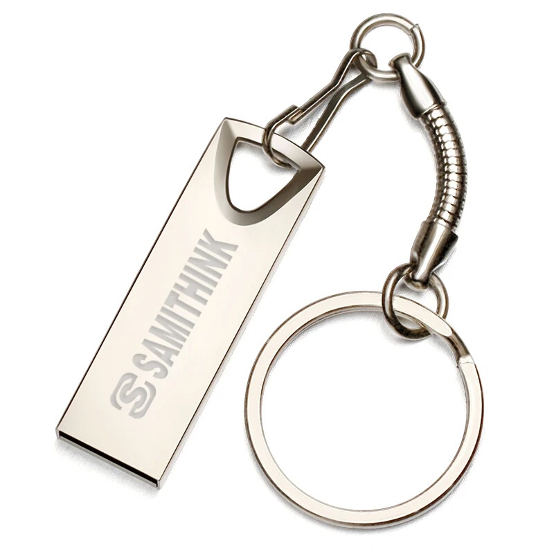 Серебристый SAMITHINK USB флэш-накопитель высокоскоростной USB 2,0 флэш-накопитель Флешка в подарок 64 ГБ 32 ГБ 16 ГБ 8 ГБ 4 ГБ 2 гб поддержка пользовательского логотипа - Цвет: Серебристый