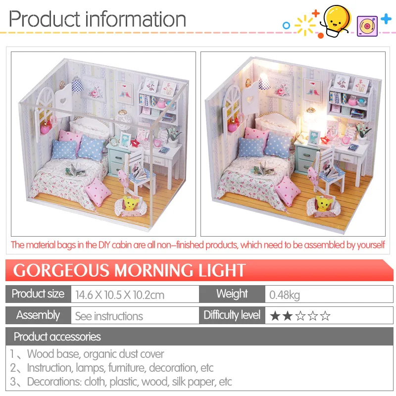 M013 M026 Игрушки для девочек DIY деревянный розовый домик миниатюры с мебелью