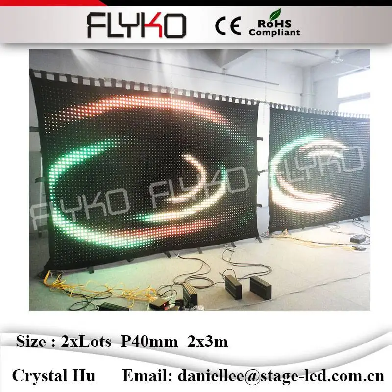 Гибкая светодиодная видеосъемка p40мм 2х6м ткань для вечеринки Прокат|led video curtain|led