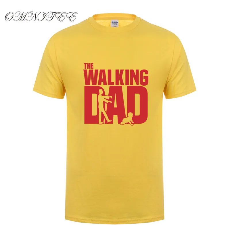Omnitee Walking папа футболки для мужчин Топ на каждый день хлопок Father's Day с короткими