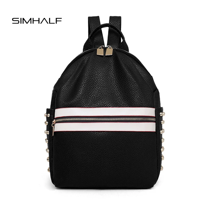 Simhalf Досуг заклепки Для женщин Рюкзаки из искусственной кожи женские школьные