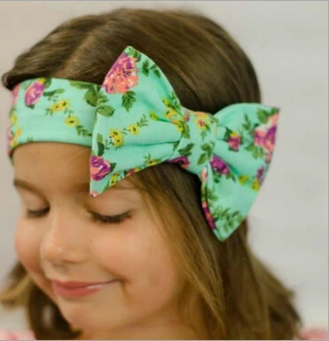 

2016 New Cotton Elastic Newborn Baby Girl Headband Flower Hair Band Children Big Bows Headband Baby Turban Bohemian bandeau bebe
