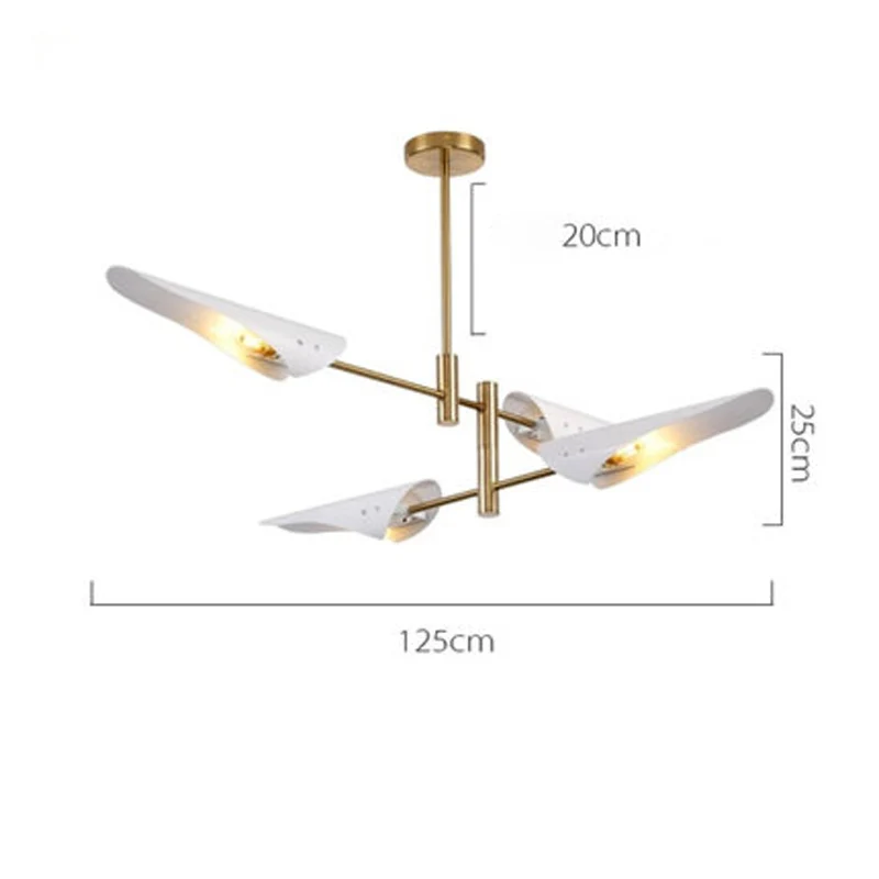 4 Lights White shade Скандинавские люстры для ресторана, гостиной, постмодерн, индивидуальная металлическая подвесная люстра, креативный дизайн - Цвет абажура: 4 Lights White shade