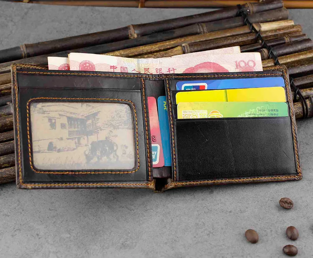 Винтажные кошельки из натуральной коровьей кожи для мужчин 2017