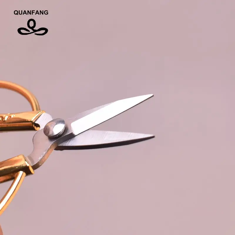QUANFANG золотые ножницы покрытые драконом Фениксом для шитья, сделай сам, ручная работа, ножницы, Короткие ножницы для рукоделия, художественные швейные принадлежности
