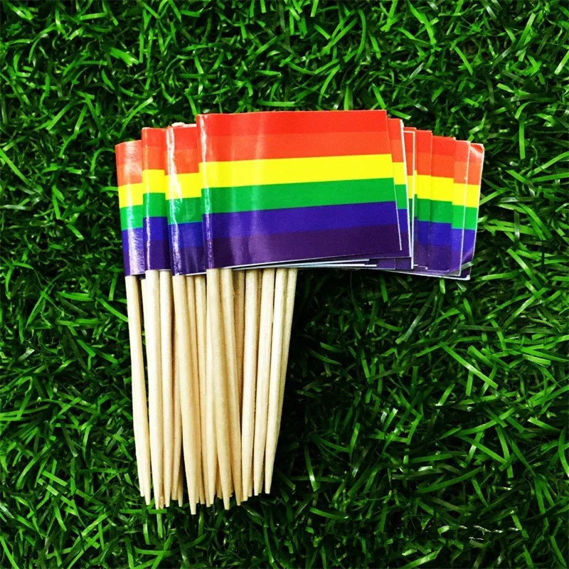 500 шт. Радужный мини флаг Toothpick 50 шт./пакет ЛГБТ для лесбиянок и геев цветной Флаг