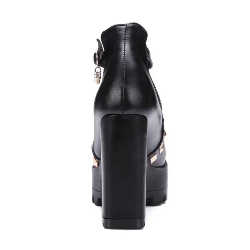 

Tuyoki Size 33-43 New Spring High Heels Buckle Casual Women Shoes Fashion Rivets Platform Pumps Ladies Crystal Party Footwear