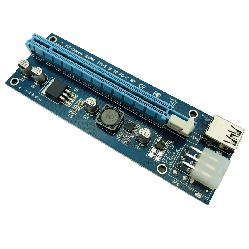 Kaufen 100 PCS Blau PCI-E Riser 006C Express 1X 4x 8x 16x Extender PCI E USB 3.0 Extender Adapter Karte SATA 15pin Für BTC Bergbau Bergmann