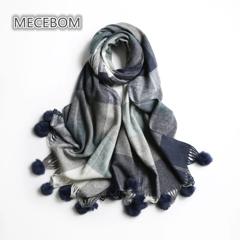 Шарфы Для женщин 2018 осень зима пашмины длинный кашемировый платок помпоном плед