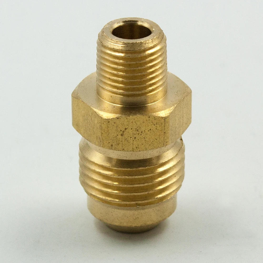 

2pcs Brass Tube Fitting SAE 45 Degree Flare Adapter 1/8" 3/16" 1/4" 5/16" 3/8" SAE Male x 1/8" NPT Male Quick Connector