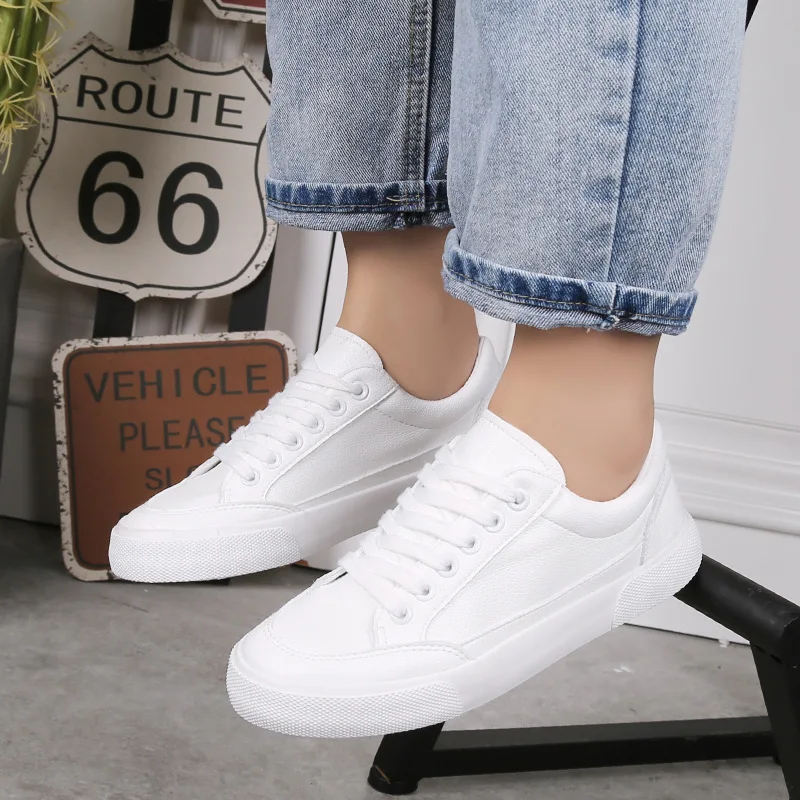 Новинка; сезон весна; tenis feminino; белые туфли на шнуровке; Женские однотонные туфли из искусственной кожи; повседневная женская обувь; кроссовки