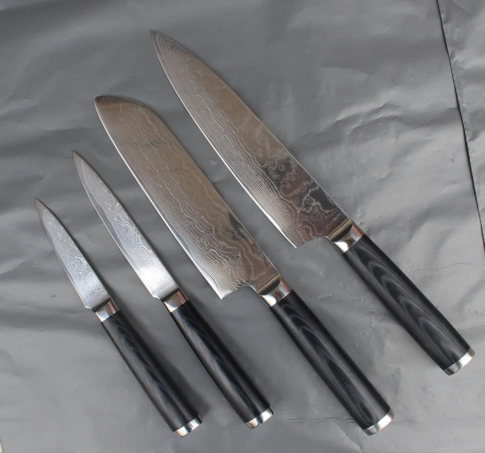 FINDKING набор дамасских ножей 8 дюймов нож шеф-повара 7,5 дюймов santoku 5 дюймов Универсальный 3," нож для очистки овощей