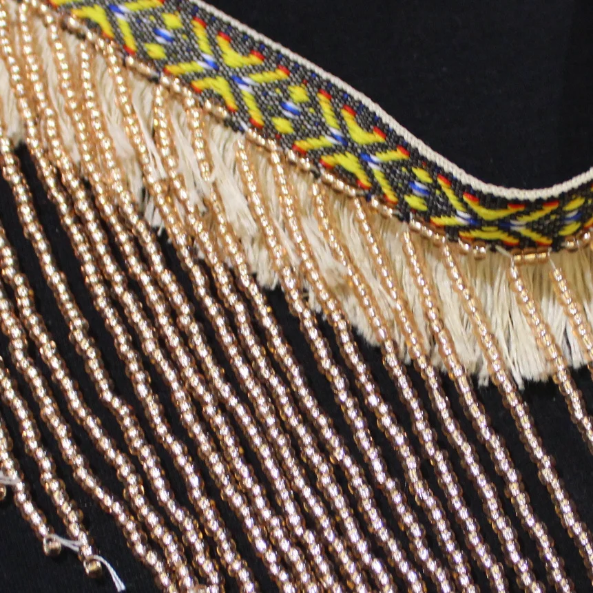 Бисер с бахромой кисточками из шнурочков латинский отделка кружевом серебро 15 см