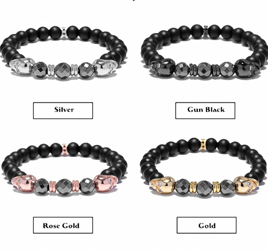 Natural Frosted stone and titanium metal Male bracelet Ancient modern Jewelry gift Fashion Classic Free posttic b | Украшения и