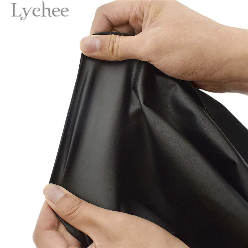 Lychee Life чистый черный стрейч искусственная кожа ткань эластичная синтетическая кожа для юбки брюки DIY швейный материал для одежды