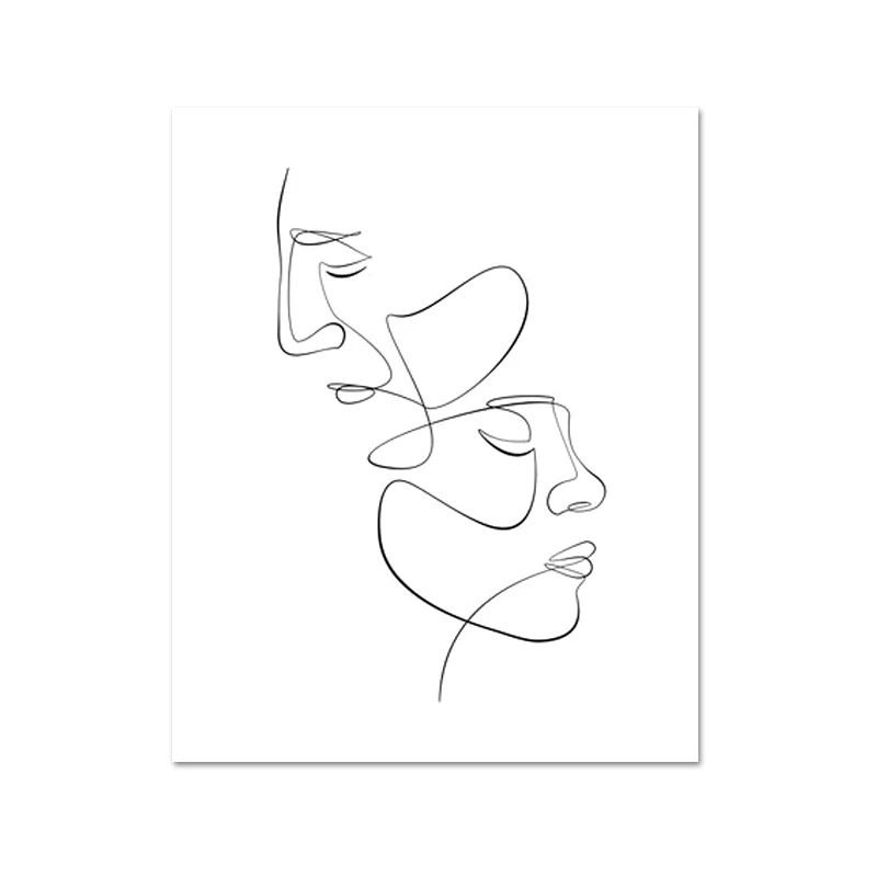 L506-2 Abstract Female Face Print One Line Drawing Feminine Continuous Lines Minimalist Artwork Modern Wall Art Picture for Living Room - Цвет: L506-2