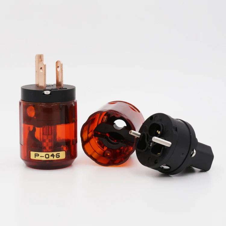 Audio Hifi  P-046+ C-046 IEC Connector Pure Copper  US Power Plug &  for DIY Power Cable extension adapter