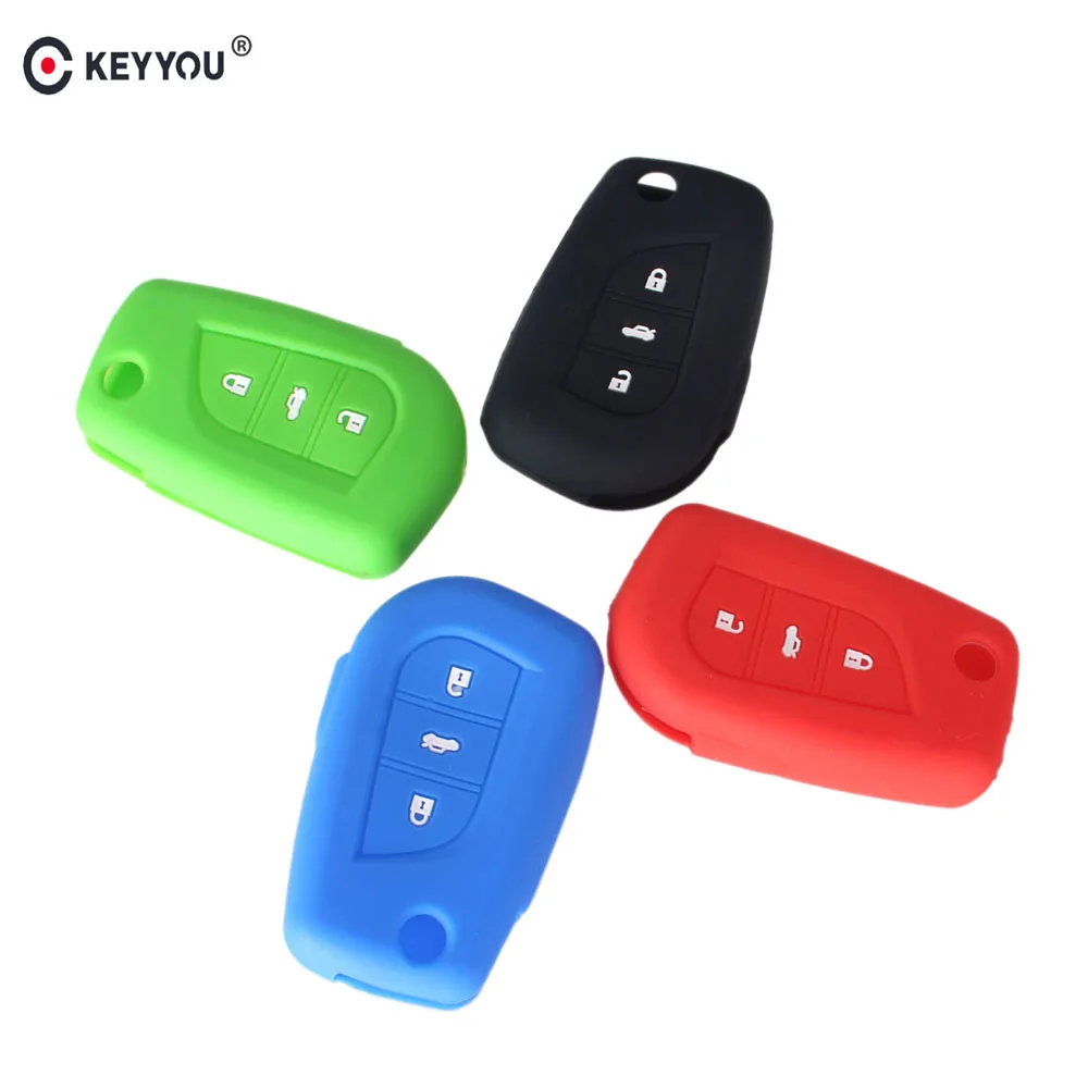 

Силиконовый автомобильный пульт дистанционного управления KEYYOU, чехол с 3 кнопками для Toyota Auris Corolla Camry Avensis Verso Yaris Aygo Scion TC IM Key