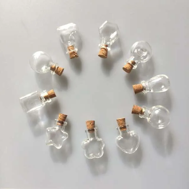 Мини стеклянные пробковые подвески в форме бутылочек Diy ожерелье кулон в виде бутылки для свадебного подарка баночки модные ювелирные изделия 10 шт