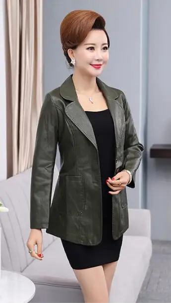 Женская кожаная куртка осенне зимняя одежда женская верхняя длинное тонкое