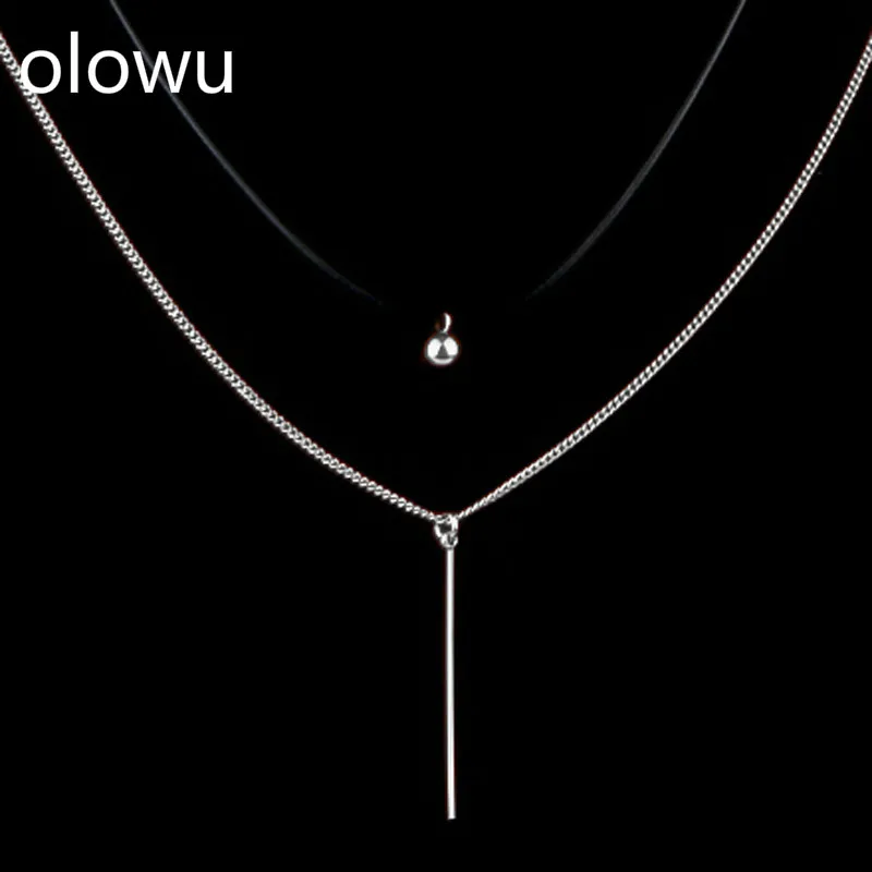 Ожерелье с подвеской olowu маленькая многослойная Подвеска из нержавеющей стали